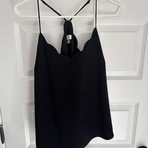 J. Crew Black Scalloped Top